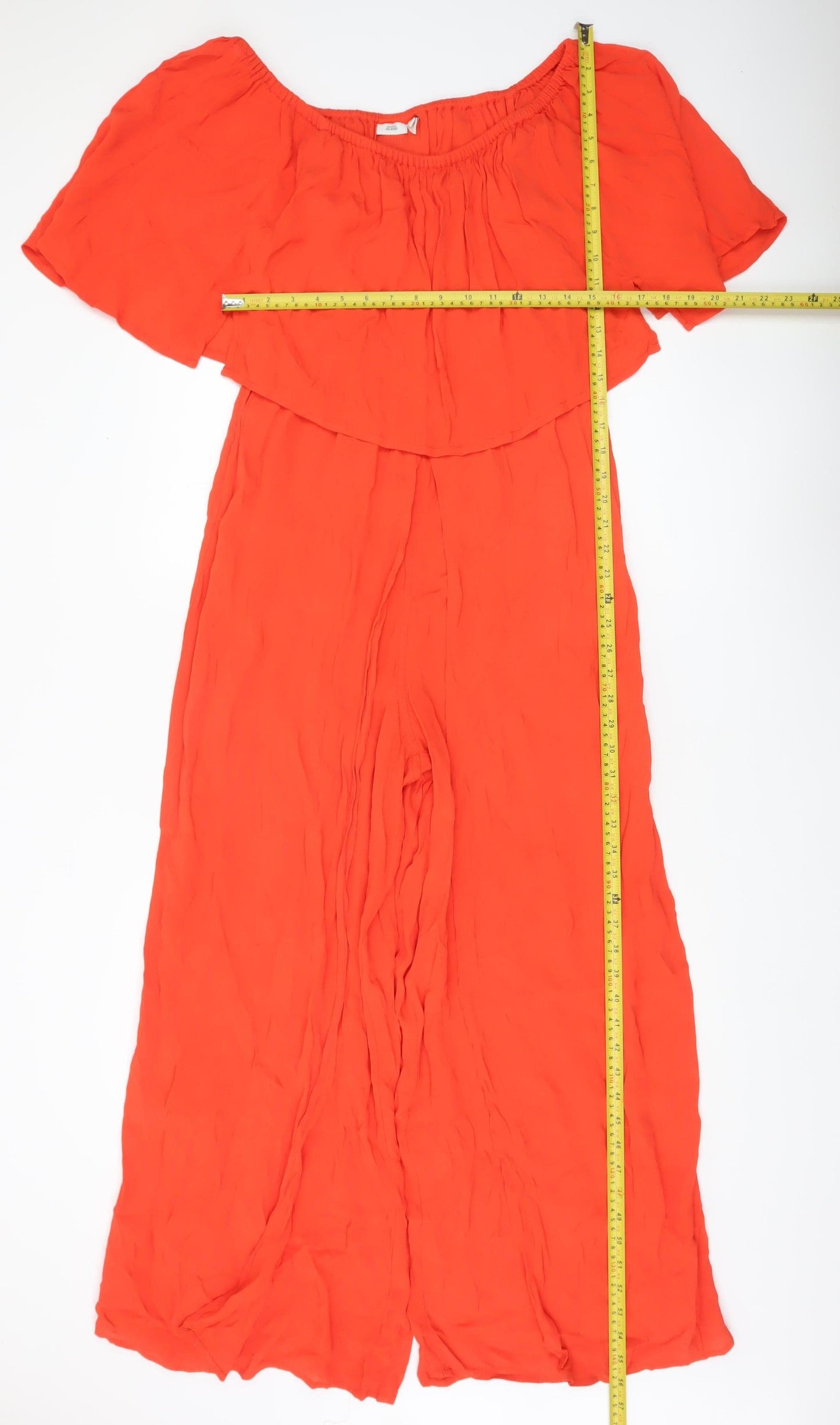 River Island Womens Orange Jumpsuit Size 10 Off Shoulder Wide Leg