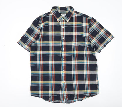 Farah Men's Multicoloured Plaid Short Sleeve Button-Up Shirt L
