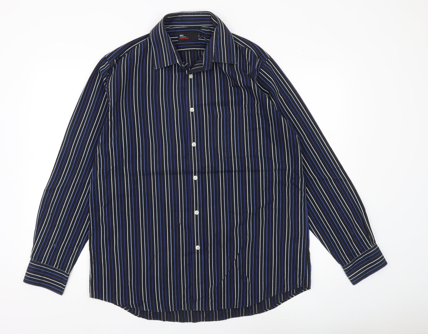 Marks & Spencer Men’s Blue Striped Long Sleeve Button-Up Shirt Size 16