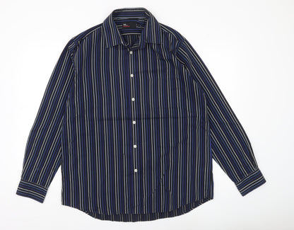 Marks & Spencer Men’s Blue Striped Long Sleeve Button-Up Shirt Size 16