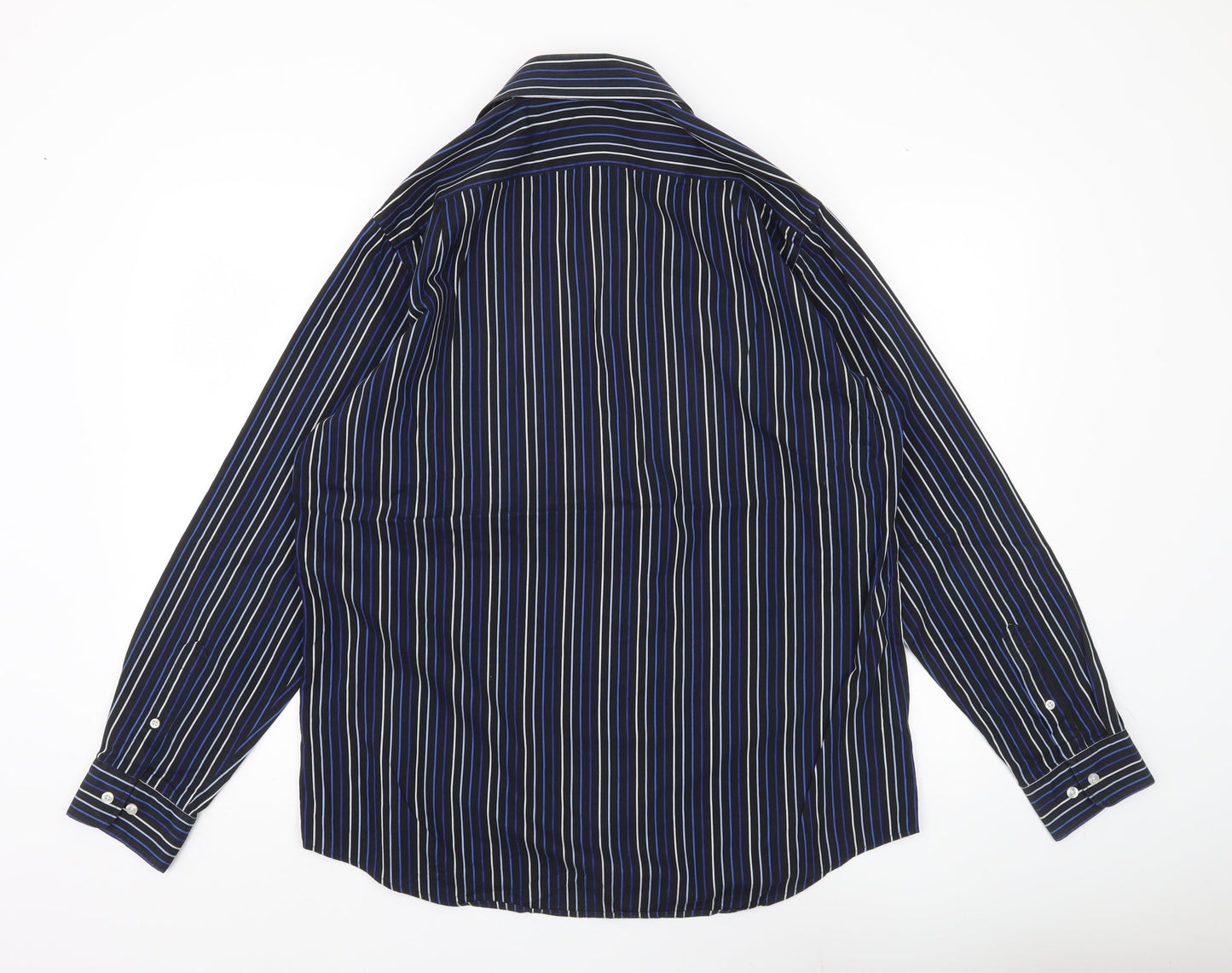 Marks & Spencer Men’s Blue Striped Long Sleeve Button-Up Shirt Size 16