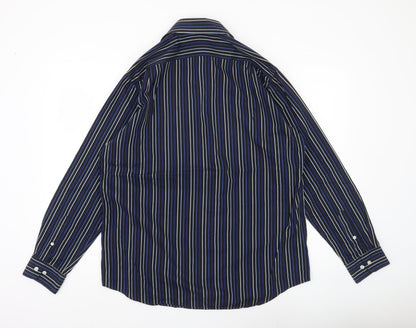 Marks & Spencer Men’s Blue Striped Long Sleeve Button-Up Shirt Size 16