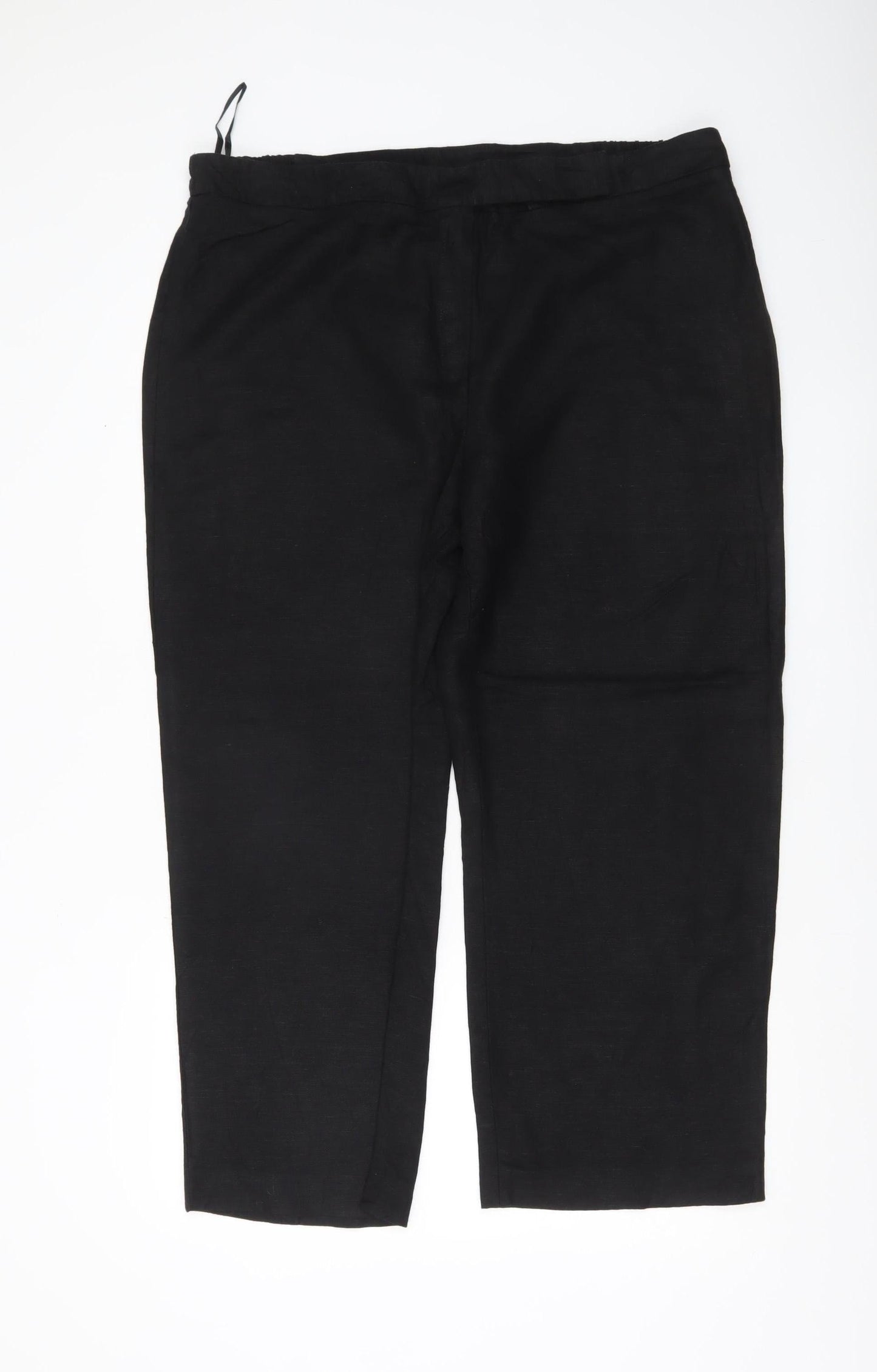 Ann Harvey Womens Black Linen Viscose Size 18 Straight Trousers