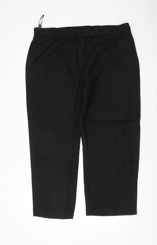 Ann Harvey Womens Black Linen Viscose Size 18 Straight Trousers