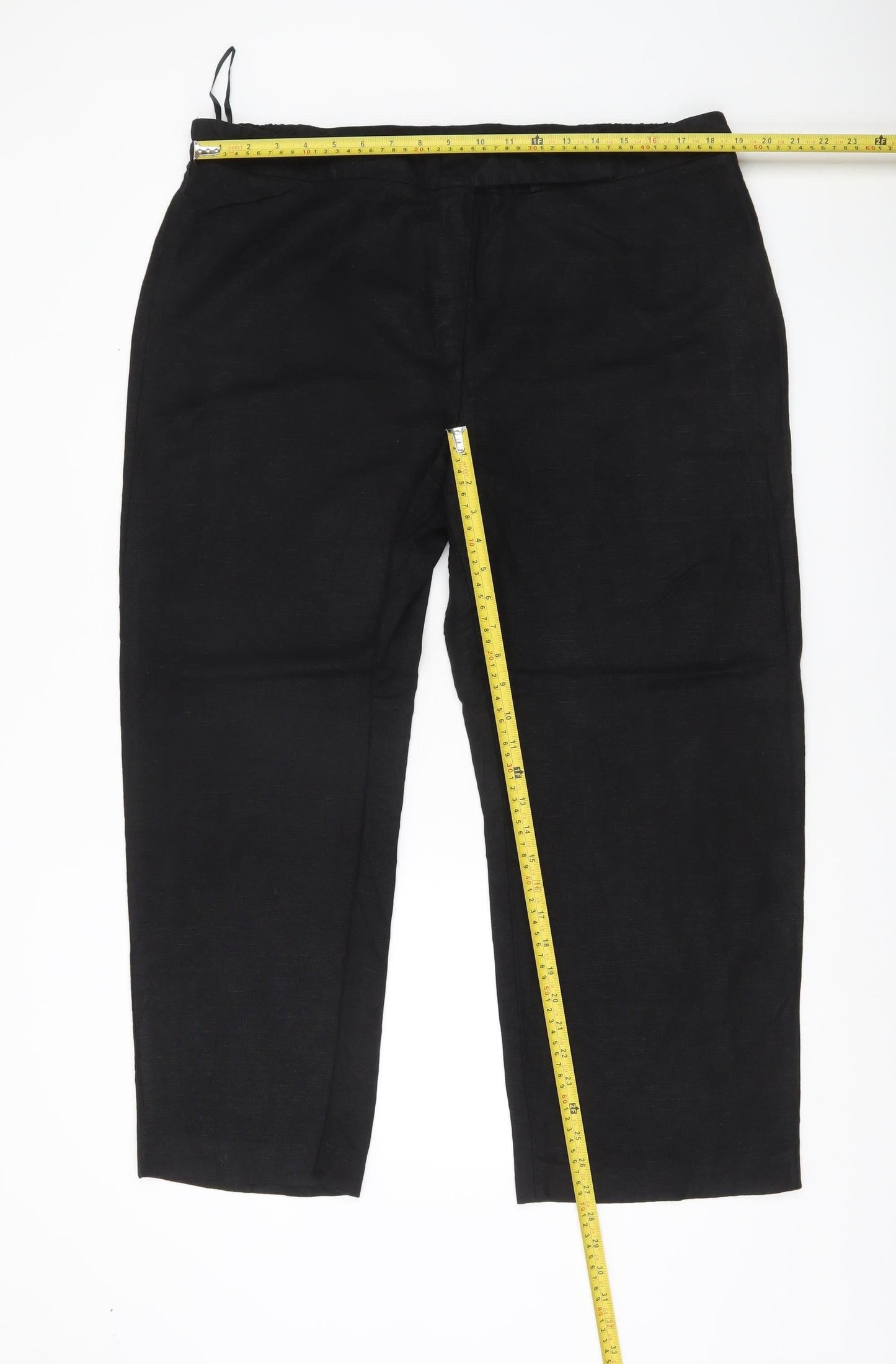 Ann Harvey Womens Black Linen Viscose Size 18 Straight Trousers