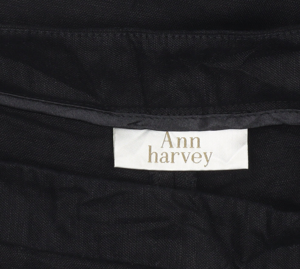 Ann Harvey Womens Black Linen Viscose Size 18 Straight Trousers