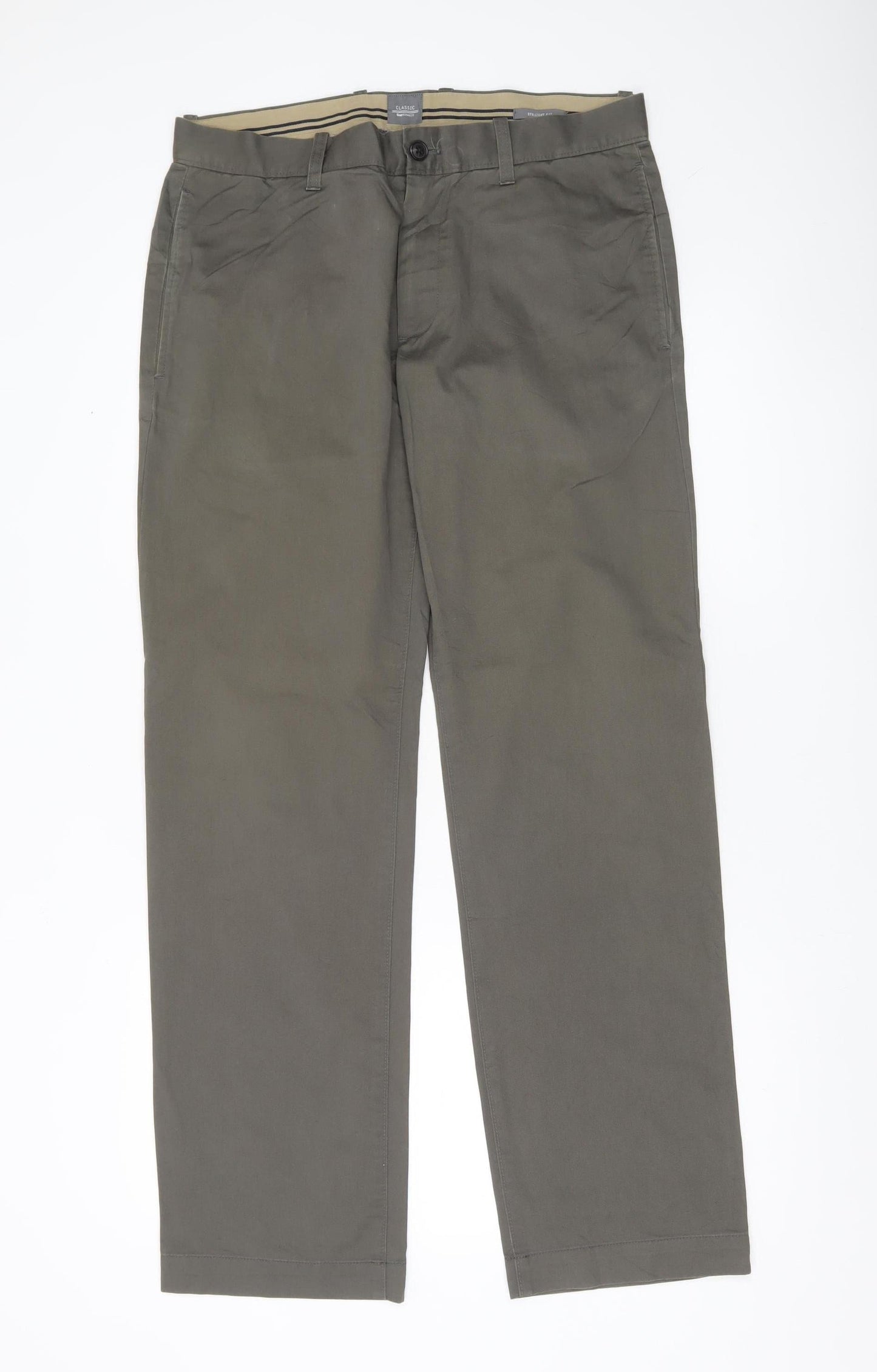 Gap Men's Green Classic Khakis Trousers Size 32x32 Straight Cotton