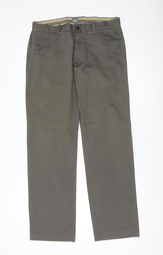 Gap Men's Green Classic Khakis Trousers Size 32x32 Straight Cotton