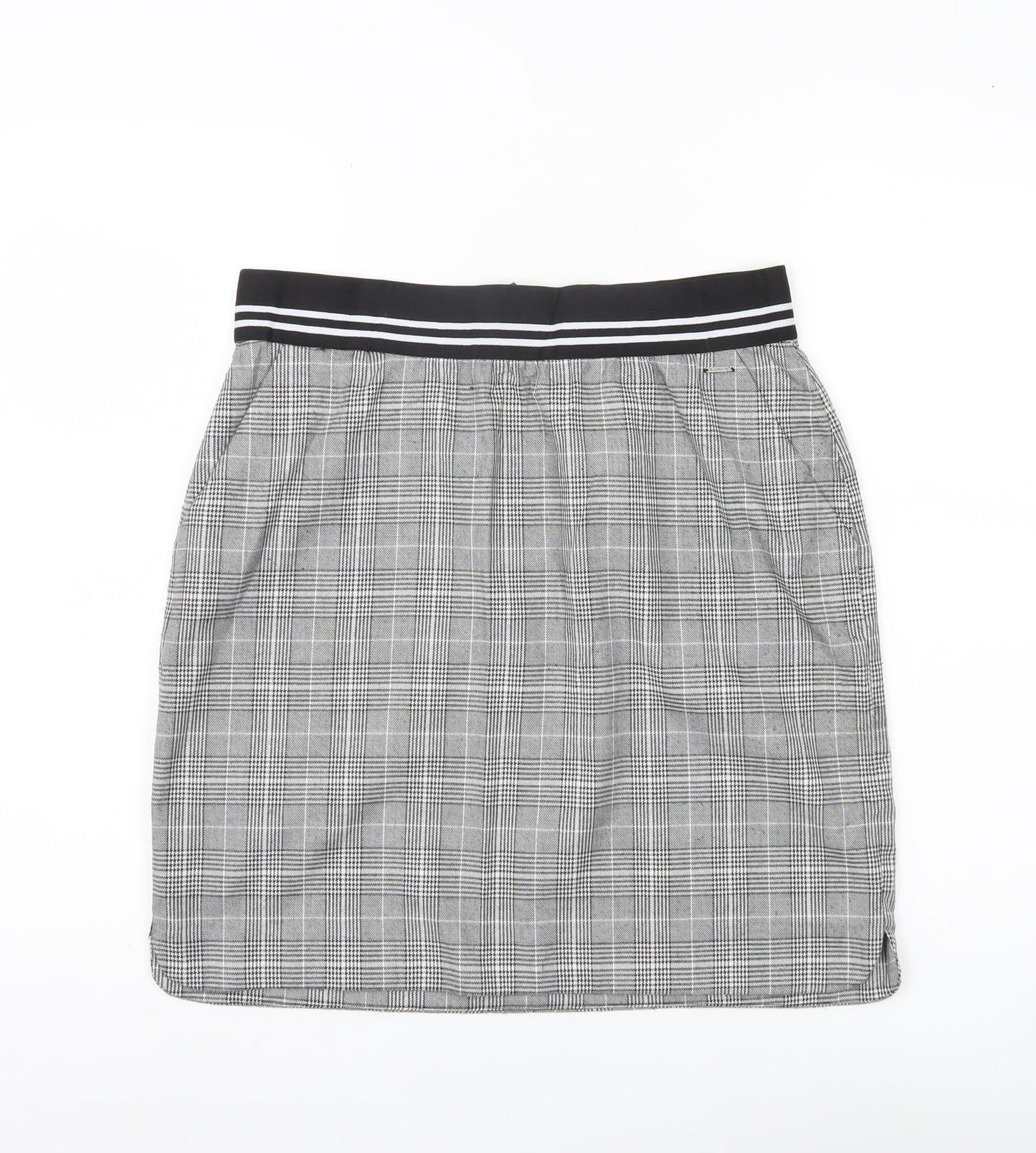 b.young Womens Grey Check Pencil Skirt Size 12 Workwear