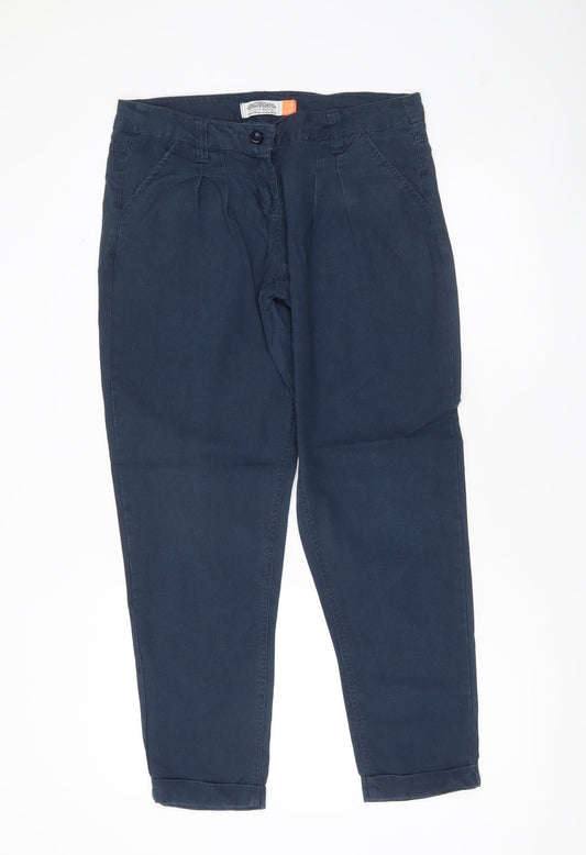 Select Women’s Blue Linen Blend Chino Trousers UK 12 Pleated
