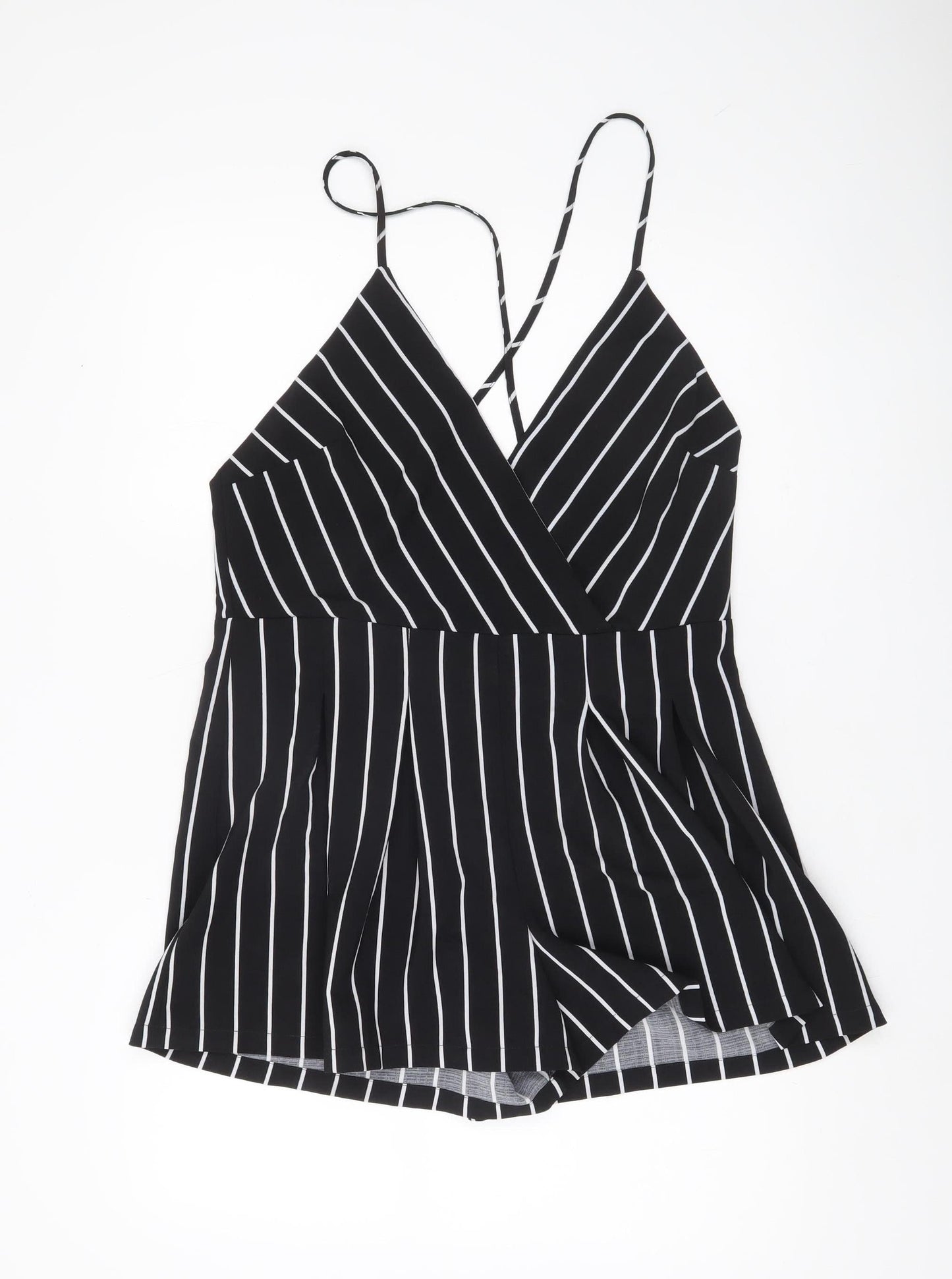 Cameo Rose Womens Size 16 Black Striped Sleeveless V-Neck Playsuit