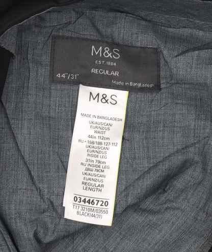 Marks and Spencer Men's Black 44W 31L Regular Fit Dress Pants Trousers