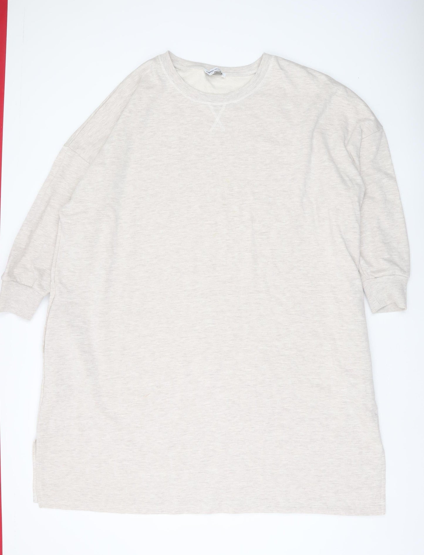 Capsule Womens Beige Plus Size 26 Jersey T-Shirt Dress Long Sleeve