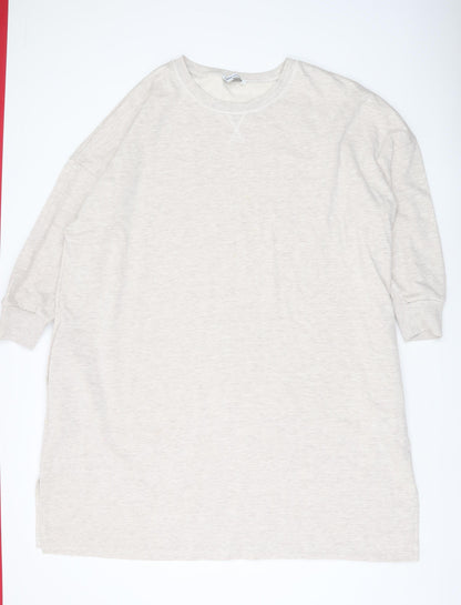 Capsule Womens Beige Plus Size 26 Jersey T-Shirt Dress Long Sleeve