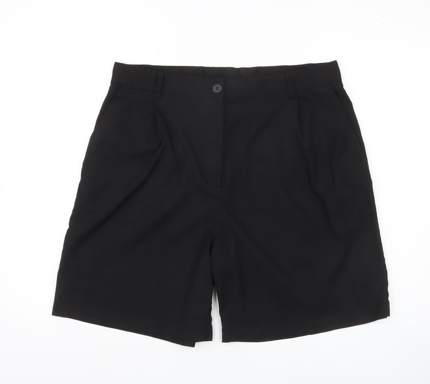 Monki Womens Black Chino Shorts Size 18 Pleated Workwear