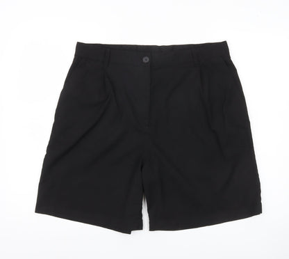 Monki Womens Black Chino Shorts Size 18 Pleated Workwear