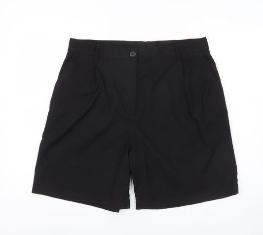 Monki Womens Black Chino Shorts Size 18 Pleated Workwear