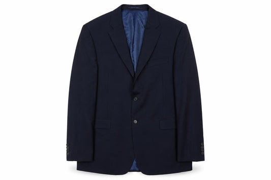 John Lewis Men’s Blue Wool Blazer Jacket 44L Regular Fit Notch Lapel