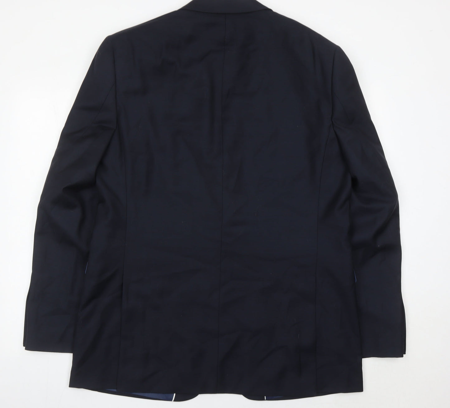 John Lewis Men’s Blue Wool Blazer Jacket 44L Regular Fit Notch Lapel