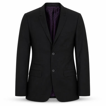 River Island Men’s Black 38L Suit Jacket Wool Blend Notch Lapel