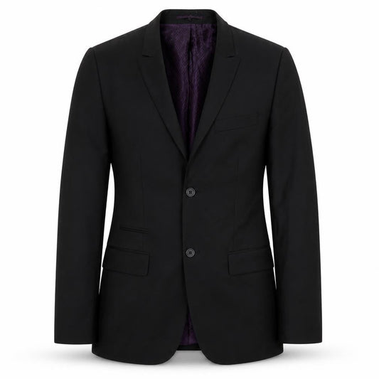 River Island Men’s Black 38L Suit Jacket Wool Blend Notch Lapel