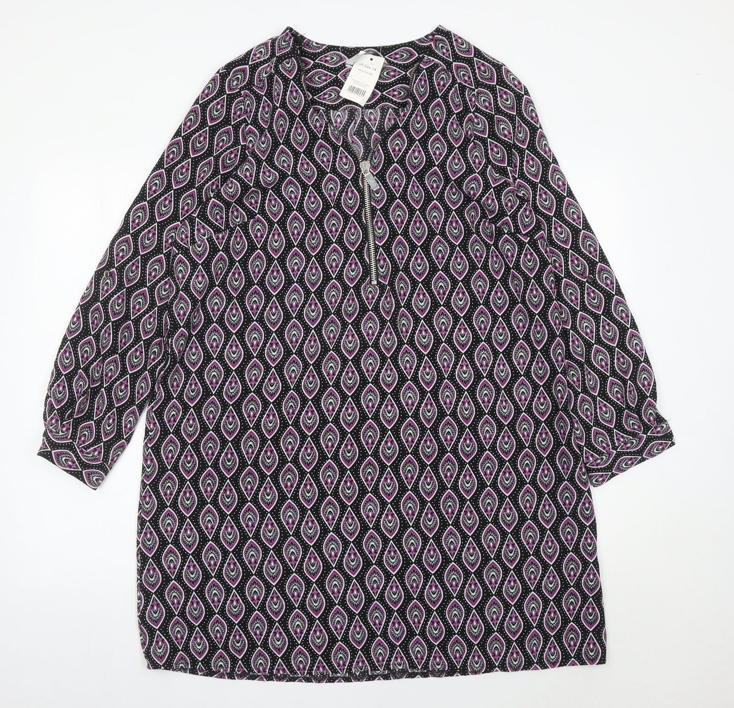 George Women’s Black Pink Geometric Shift Dress Size 14