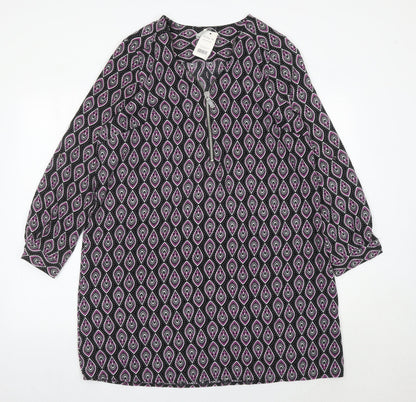George Women’s Black Pink Geometric Shift Dress Size 14