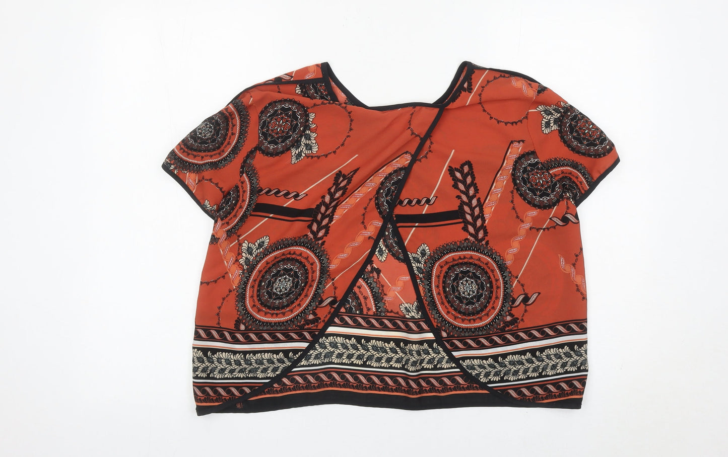 Womens UK Size 6 River Island Orange Wrap Blouse