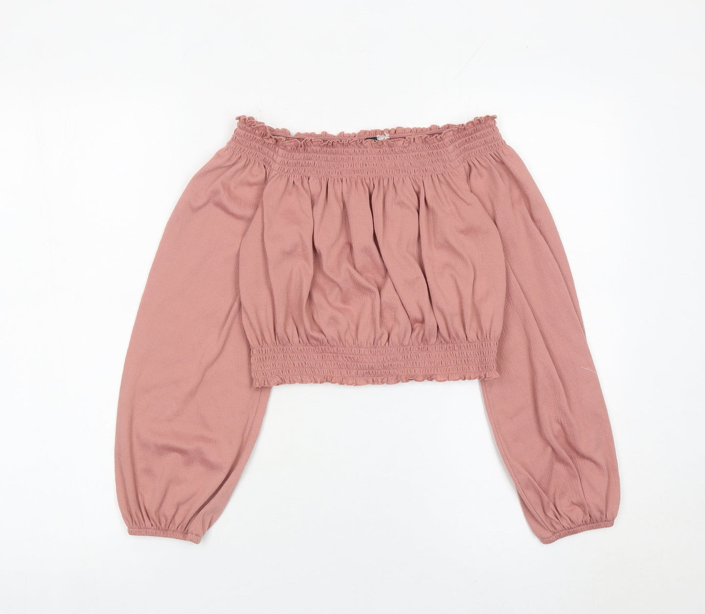 Womens UK Size S H&M Pink Cropped Blouse