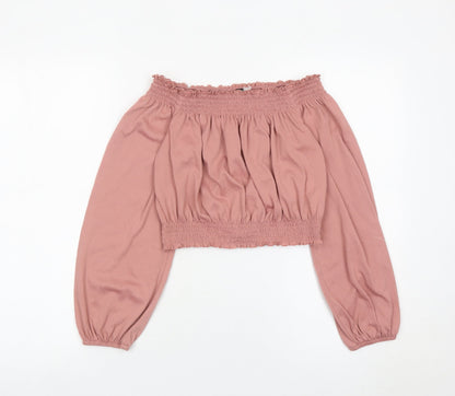 Womens UK Size S H&M Pink Cropped Blouse