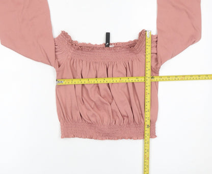 Womens UK Size S H&M Pink Cropped Blouse