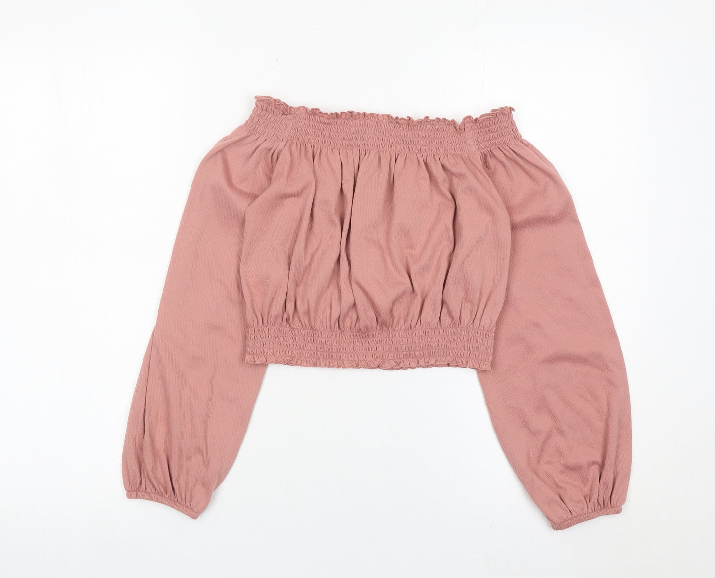 Womens UK Size S H&M Pink Cropped Blouse
