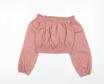 Womens UK Size S H&M Pink Cropped Blouse