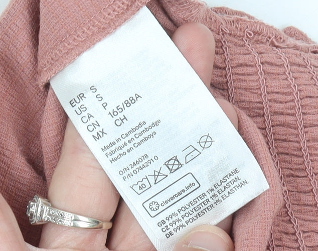 Womens UK Size S H&M Pink Cropped Blouse