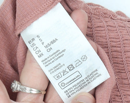 Womens UK Size S H&M Pink Cropped Blouse