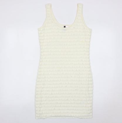 H&M Women’s Ivory Size 14 Bodycon Sleeveless Knee Length Dress