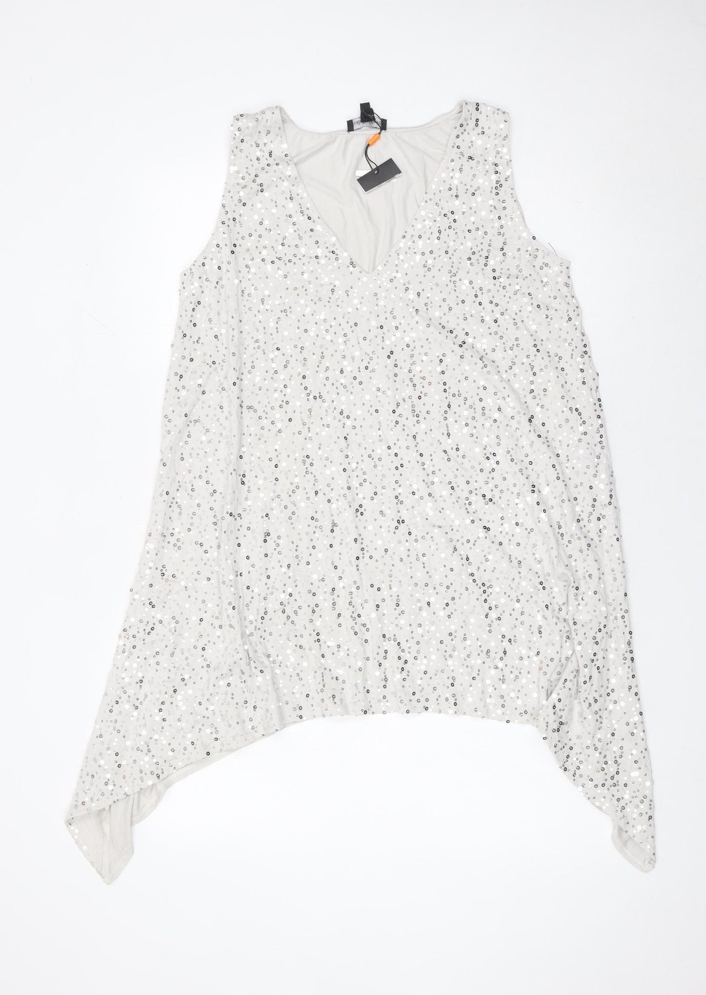 Isabella Oliver Women’s Silver Sequin Tunic Blouse Size 8