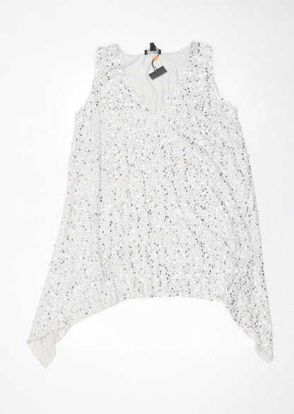 Isabella Oliver Women’s Silver Sequin Tunic Blouse Size 8