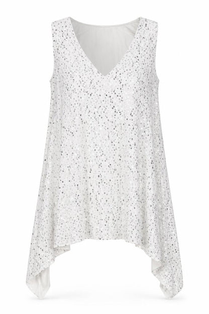 Isabella Oliver Women’s Silver Sequin Tunic Blouse Size 8