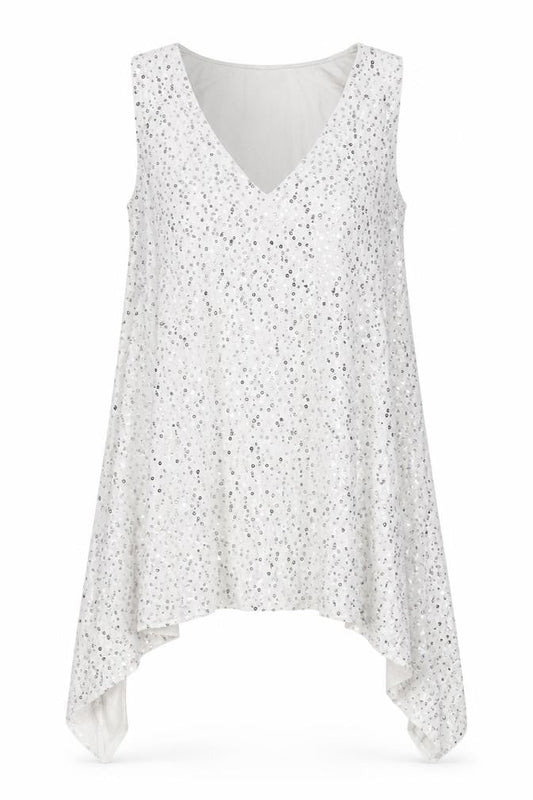 Isabella Oliver Women’s Silver Sequin Tunic Blouse Size 8