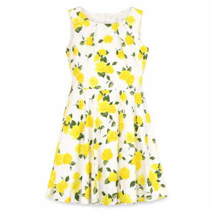 Fever London Womens White Yellow Floral Fit & Flare Dress UK 12