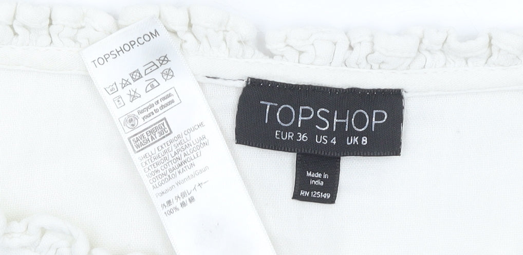 Womens UK Size 8 Topshop White Basic Blouse
