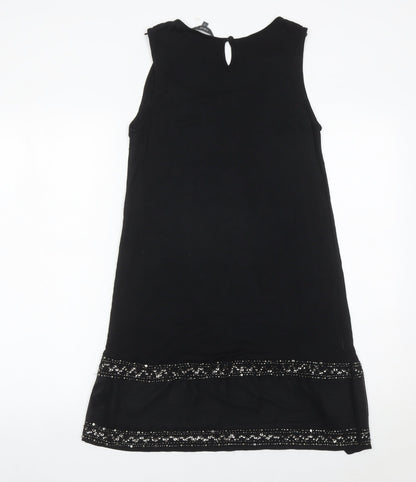 Next Womens Black Size 12 Shift Embroidered Beaded Sleeveless Dress