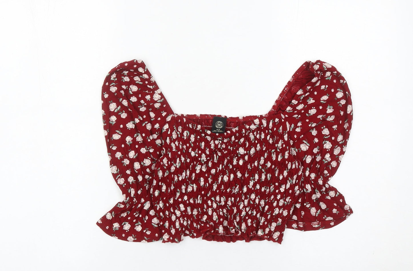 Womens UK Size M Urban Outfitters Red Cropped Blouse