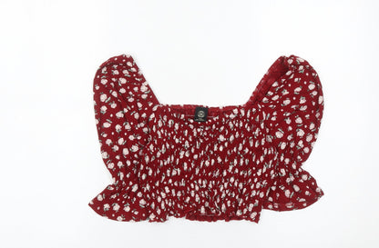 Womens UK Size M Urban Outfitters Red Cropped Blouse