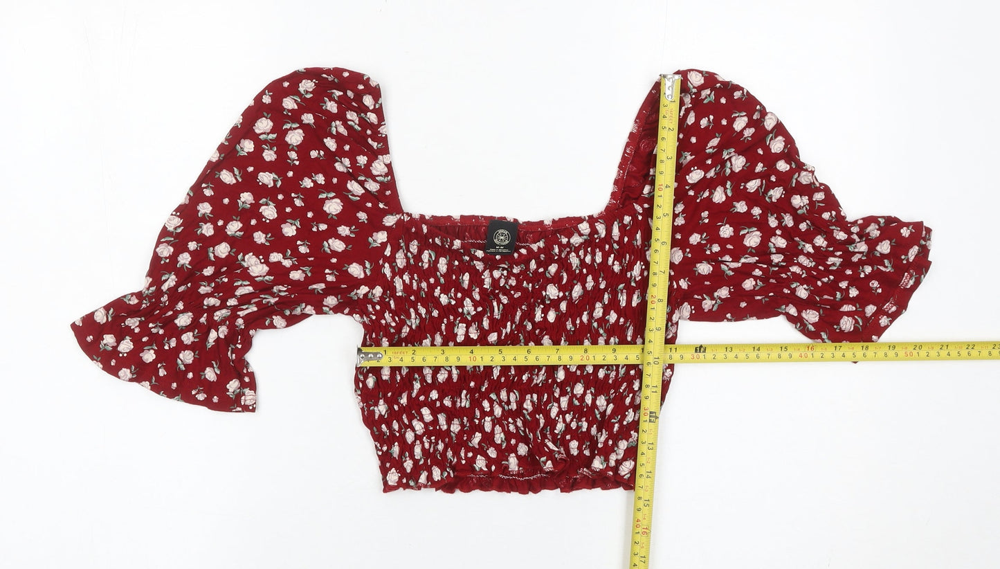 Womens UK Size M Urban Outfitters Red Cropped Blouse