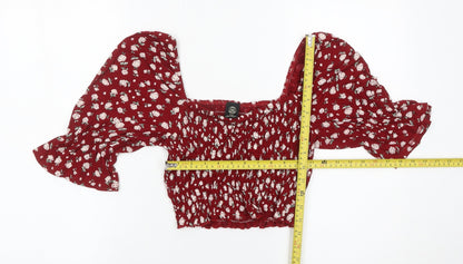 Womens UK Size M Urban Outfitters Red Cropped Blouse
