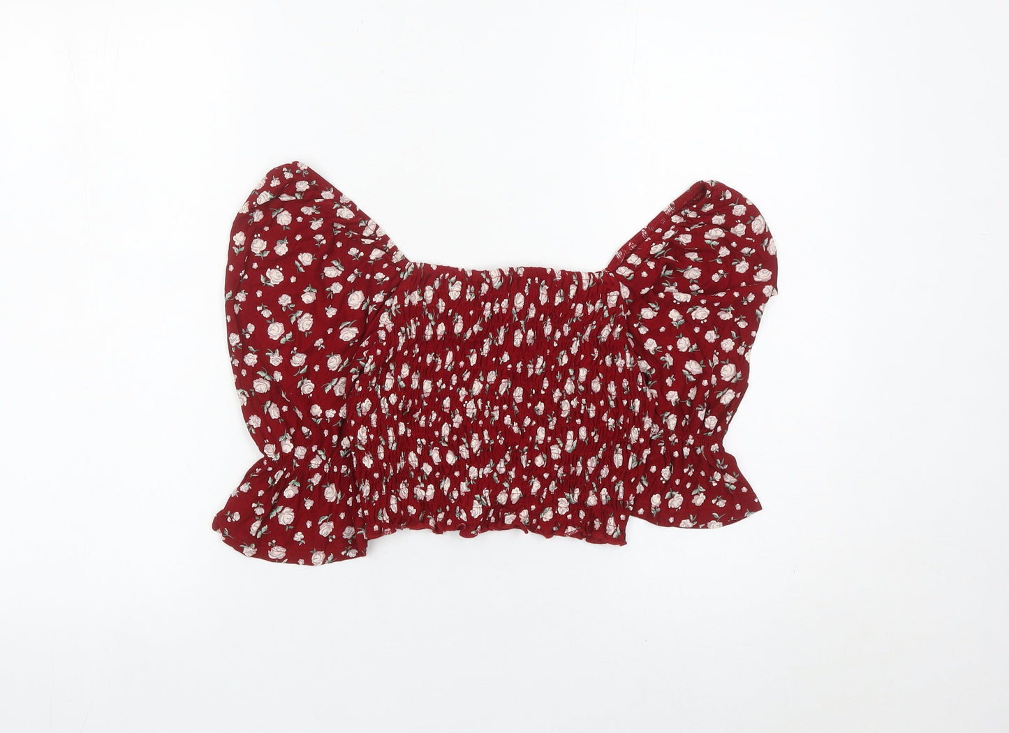 Womens UK Size M Urban Outfitters Red Cropped Blouse