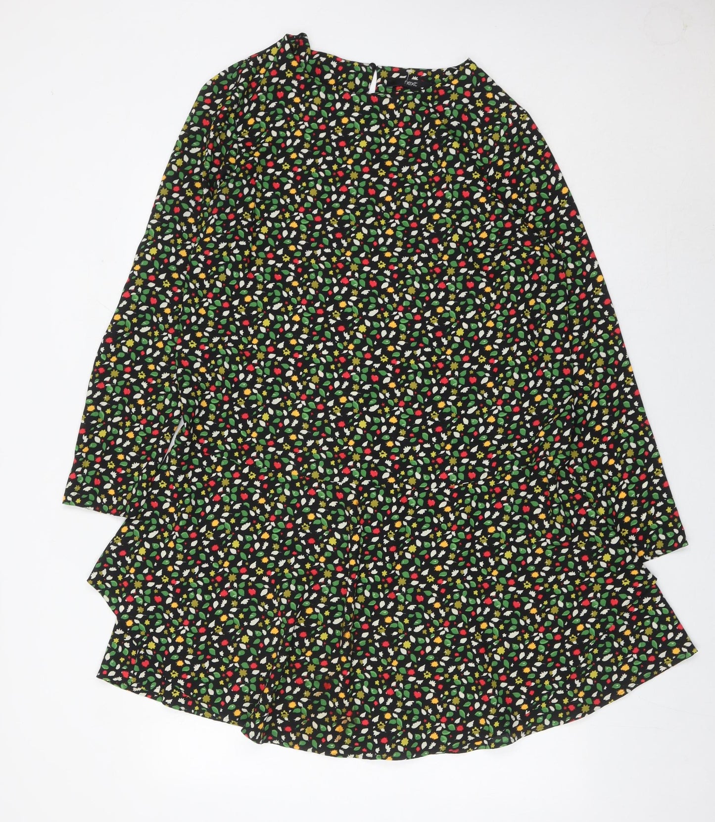 Next Womens Multicoloured Floral Shift Dress UK 16 Long Sleeve Crew Neck