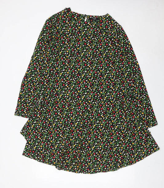 Next Womens Multicoloured Floral Shift Dress UK 16 Long Sleeve Crew Neck